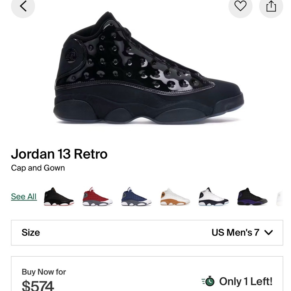 Jordan 13 Retro Cap and Gown - Black